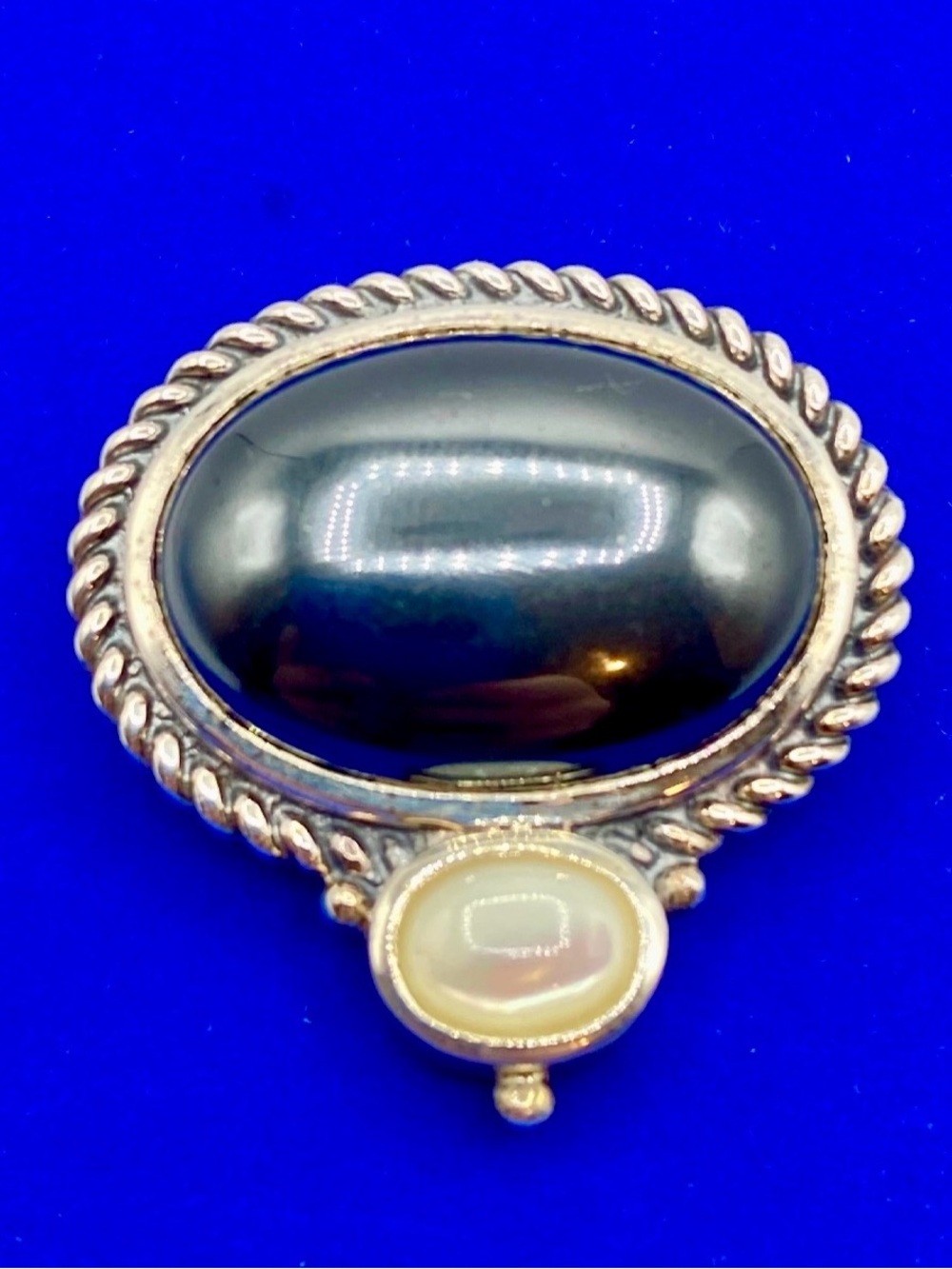 Sterling Silver Hematite and Mother of Pearl Pendant